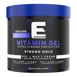 Elegance E Series Vitamin Gel, Blue 1000ml - Strong Hold, Flake-Free, Enriched with Pro-VB-5 for Long-Lasting Shine and Volume