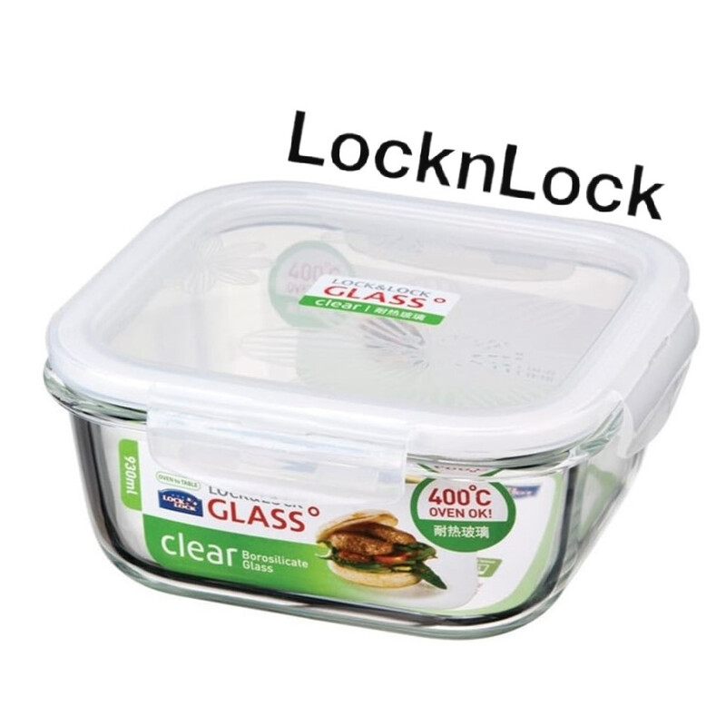 

Lock & Lock LocknLock 930ml Oven-Safe Borosilicate Glass Square Container with Airtight Lid - Microwave, Freezer, and Dishwasher Safe