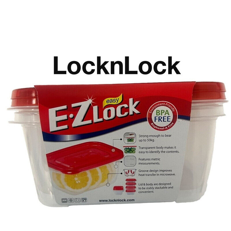 

Lock & Lock LocknLock EzLock Rectangle Container Set - 1320ml (Set of 2), Clear Base, Stackable, Microwave-Safe