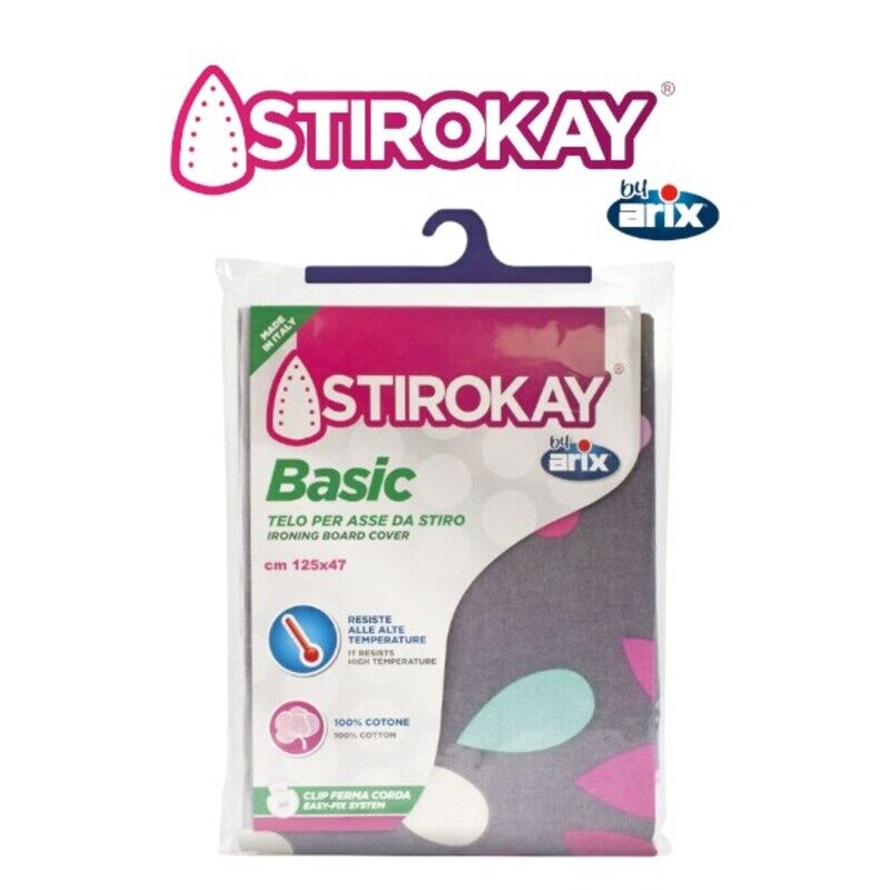 

Stirokay Ironing Board Cover - Heat-Reflective, Foam-Backed, Asbestos-Free with Easy-Fix System