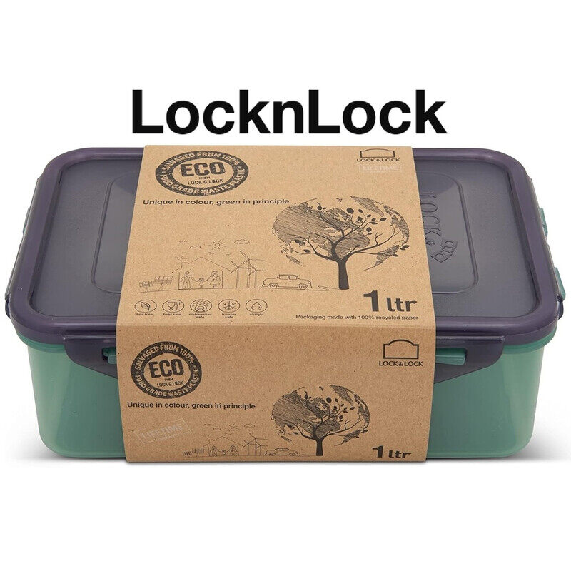 

Lock & Lock LocknLock Eco Rectangular Food Container 1L - Airtight, Microwave, Freezer, and Dishwasher Safe