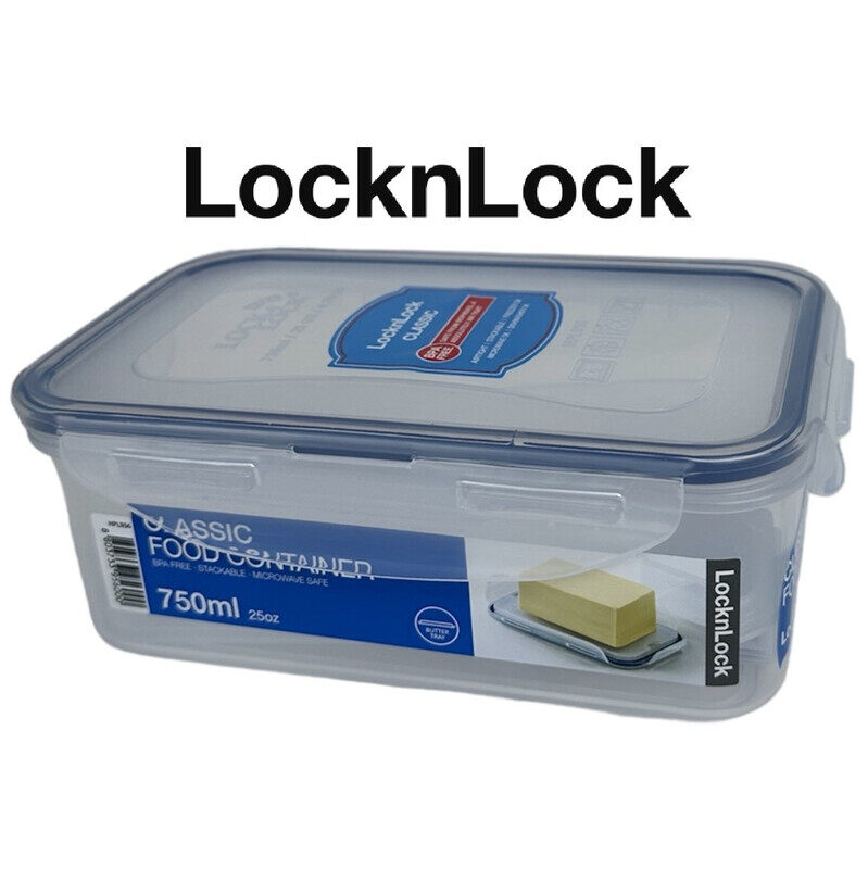 

Lock & Lock LocknLock Rectangular Food Container 750ml with Butter Tray - Airtight, BPA-Free, Microwave, Freezer, and Dishwasher Safe