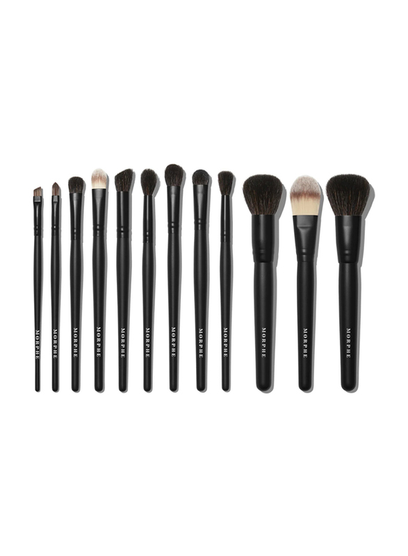 Morphe 12-Piece Brush Collection and Case, Vacay Mode, Black