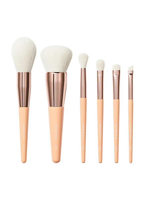 Morphe 6-Piece Face & Eye Travel Brush Set, Aurascape, Multicolour