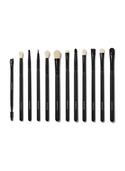 Morphe Eye Obsessed 12-Piece Eye Brush Collection with Bag, Black