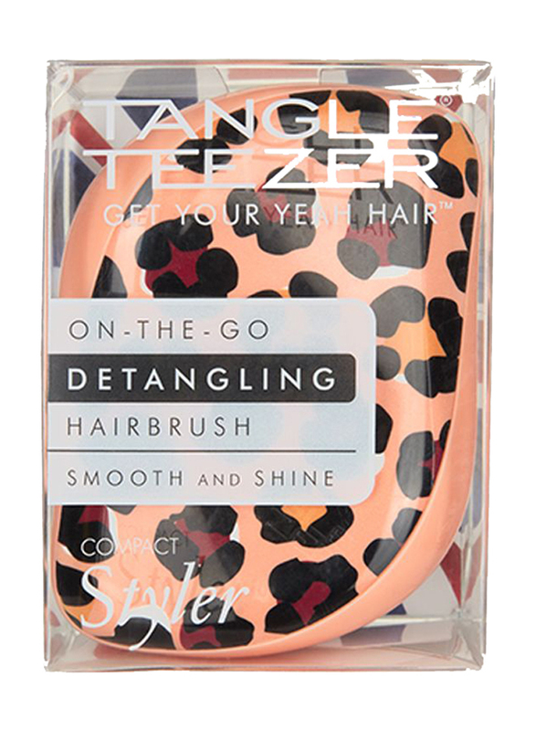 Tangle Teezer Apricot Leopard Print Compact Styler, Multicolour