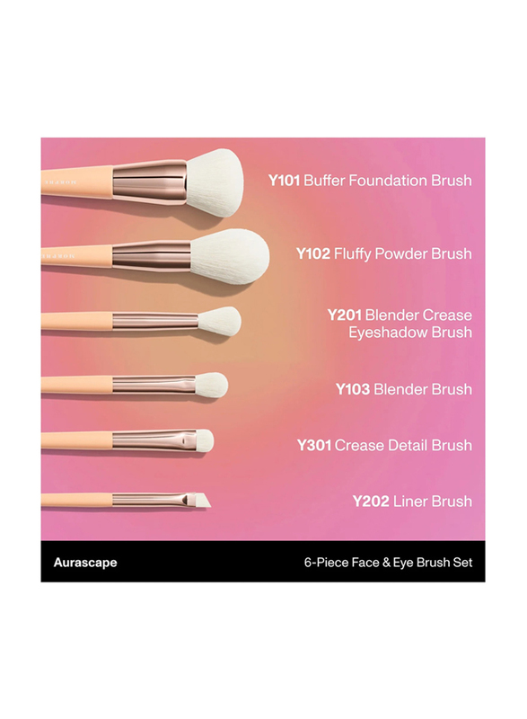 Morphe 6-Piece Face & Eye Travel Brush Set, Aurascape, Multicolour