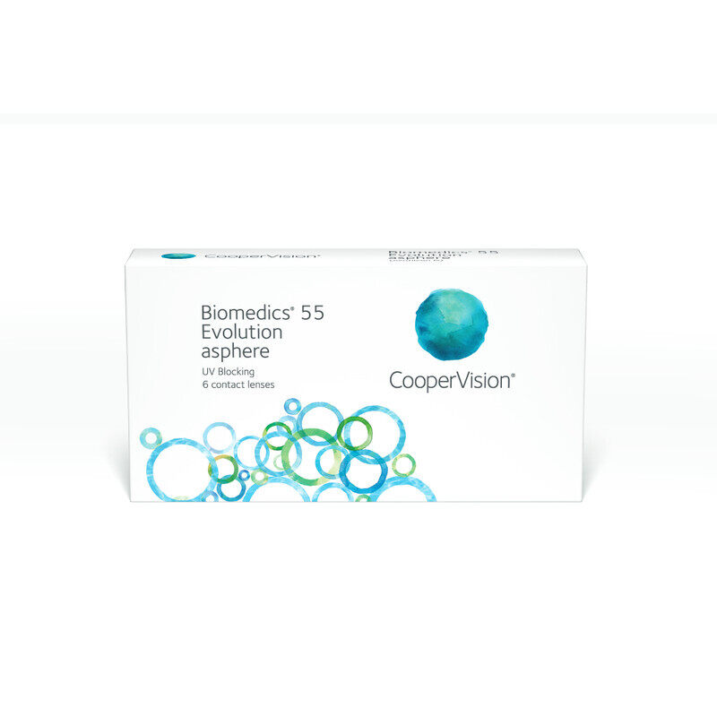 

Cooper Vision Biomedics 55 Evolution 6 Pack, Monthly Disposable Contact Lenses, Clear Contact Lenses