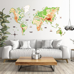 Enjoy The Wood 3D Elegant Wooden World Map Decor Handcrafted and Stylish Wall Art, XXL, 300x175cm, Physical