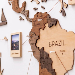 Enjoy The Wood 3D Unique Wooden World Map Decor Wall Art, M, 100x60cm, Multicolour