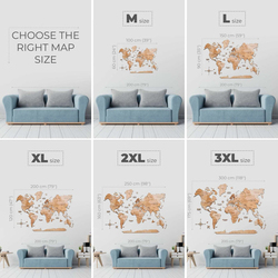 Enjoy The Wood 3D Elegant Wooden World Map Decor Wall Art, XXL, 300x175cm, Light