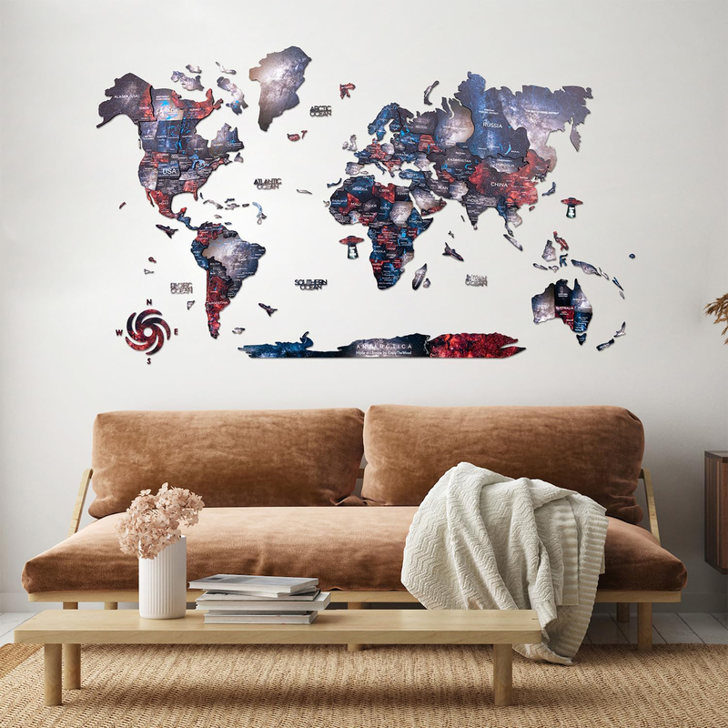 Enjoy The Wood 3D Elegant Wooden World Map Decor Wall Art, L, 150x90cm, Alcor