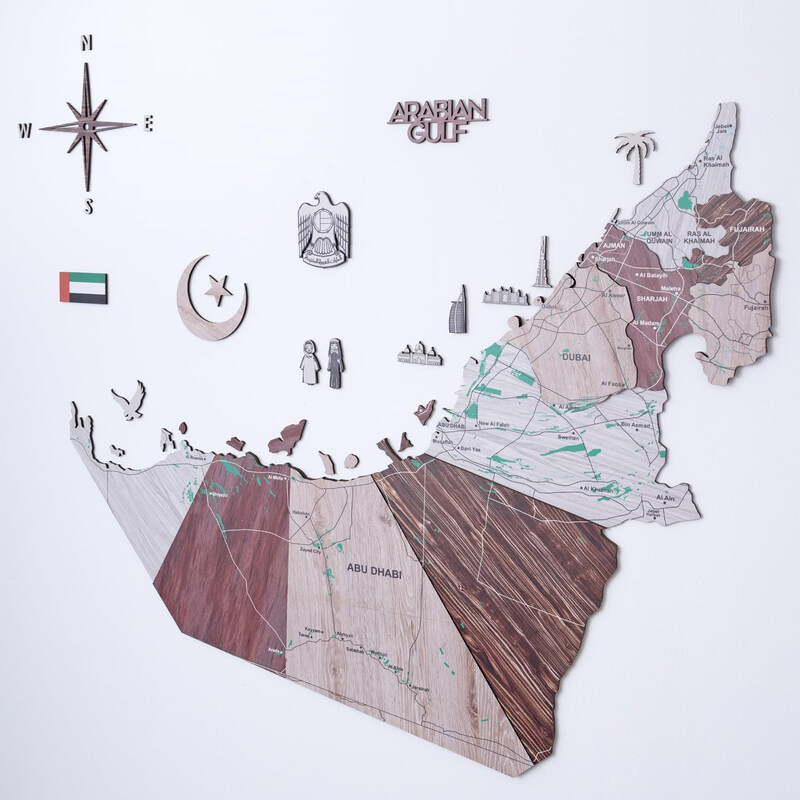 

Enjoy The Wood 3D UAE Elegant Wooden World Map Decor Handcrafted and Stylish Handcrafted and Stylish Wall Art, M, 100x81cm, Cappuccino
