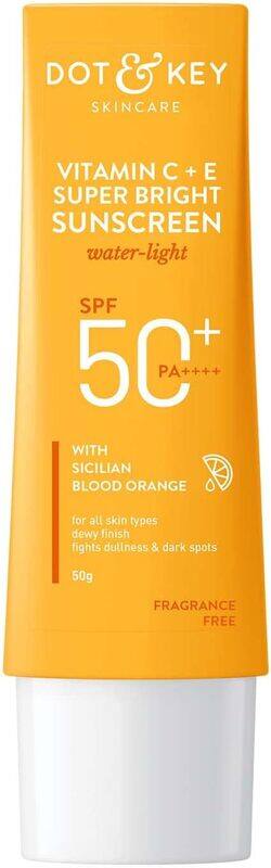 

Dot & Key Sunscreen SPF 50 PA+++ with Vitamin C + E for Even Toned & Glowing Skin No White Cast, WaterLight UVA/B & Blue Light Protection Better Vitam