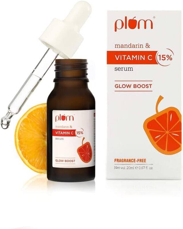 

Plum 15% Vitamin C Serum for Face Glow Boost with Mandarin with Pure Ethyl Ascorbic Acid Japanese Mandarin and Kakadu Plum Fragrance-Free 20 ml
