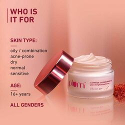 Plum Saffron & Kumkumadi Oil Glow Bright Moisturizer with SPF 35 Brightens Skin & Enhances Glow Fights Dark Spots & Dull Skin UVA & UVB Protection All Skin Types 100% Vegan 50 g