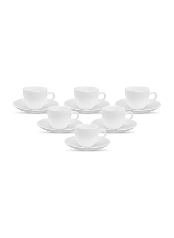 

Mash 6-Piece 230ml Ceramic Cup & Saucer Set, White