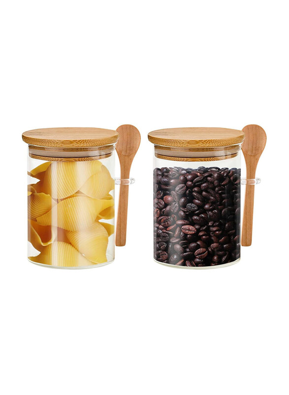 

Mash 2-Piece 500ml Round Glass Jar with Bamboo Spoon & Lid, Clear