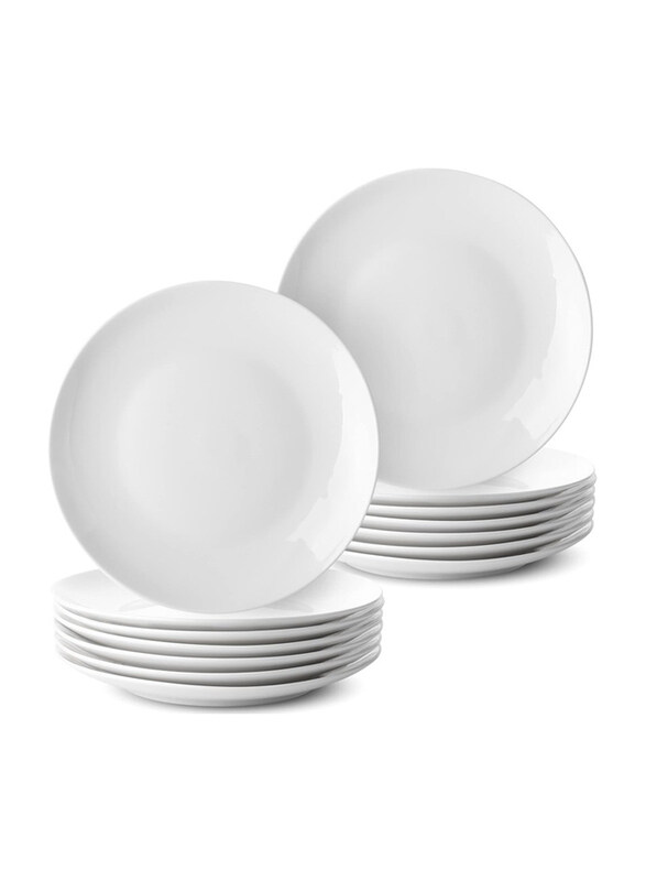 

Mash 12-Piece 10-inch Ceramic Flat Dinner Plate, White