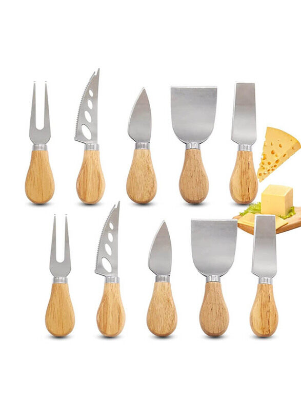 

Mash 10-Piece Stainless Steel Cheese Knives with Bamboo Handle, Multicolour