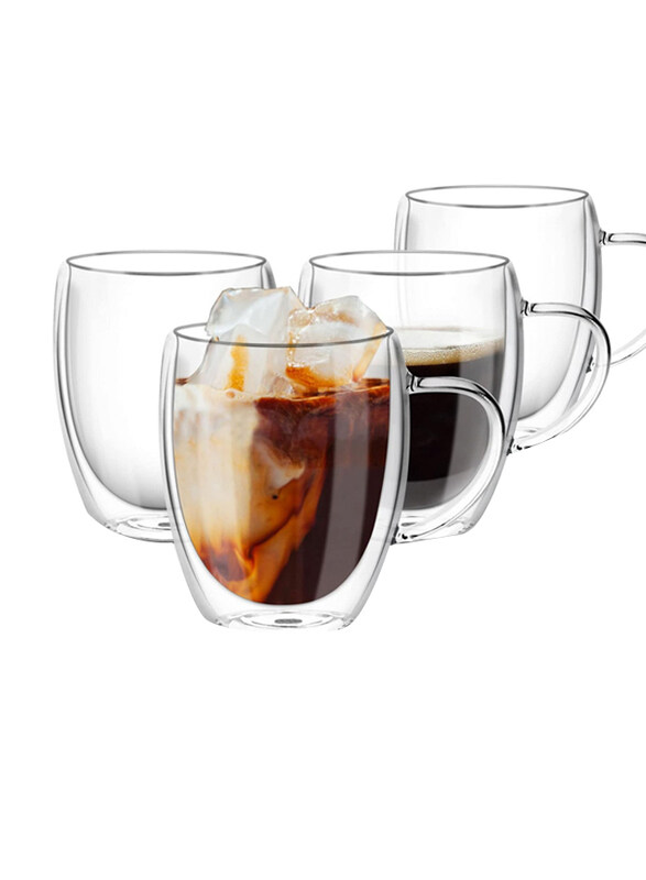 

Mash 4-Piece 350ml Double Wall Glass Coffee Mug, Clear