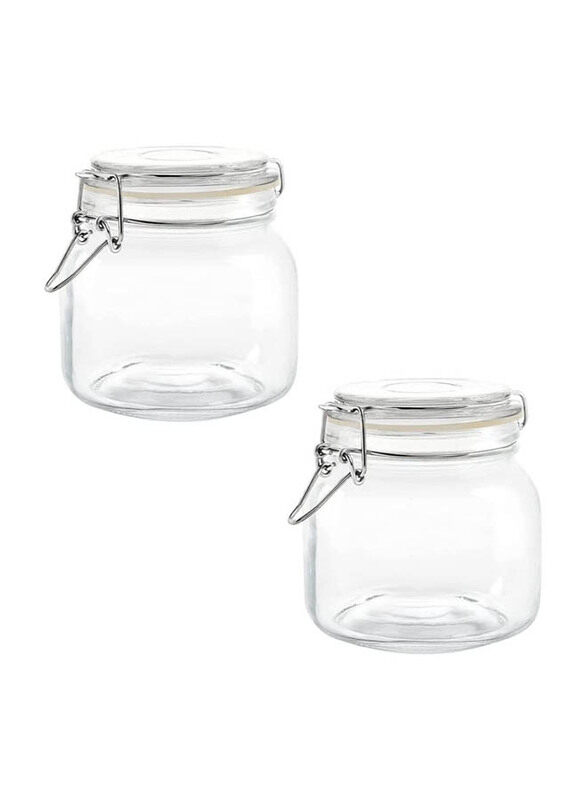 

Mash 2-Piece 750ml Glass Food Storage Jars with Airtight Clamp Lids, Clear