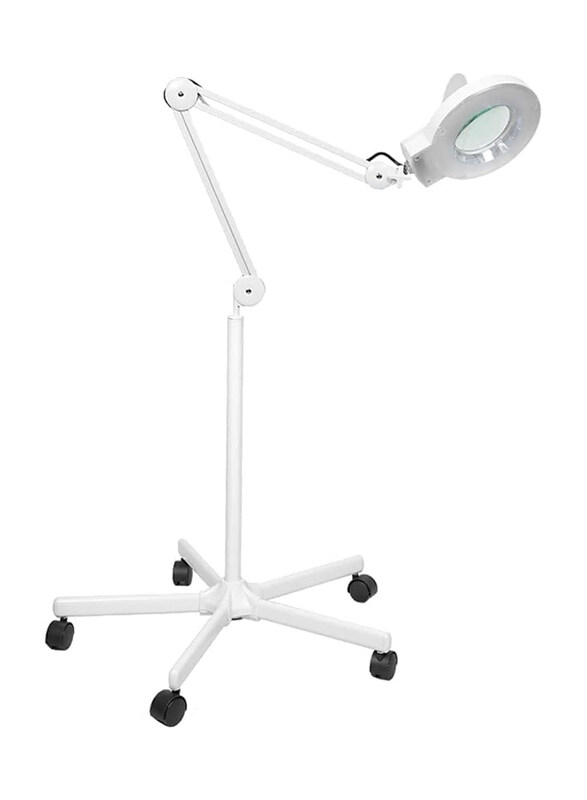 

Generic Magnifier Lamp Adjustable -Facial Magnifying Lamp with Trolley, White