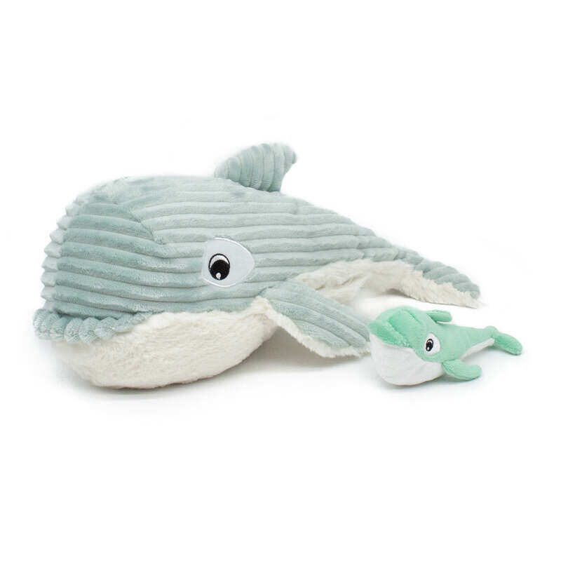 

Les Deglingos Morfalou the Jr Whale Mum & Baby Plush Toy - Soft & Cuddly Mint Orca , 35 cm Plush with Hidden Baby Orca, Perfect for Kids from Birth