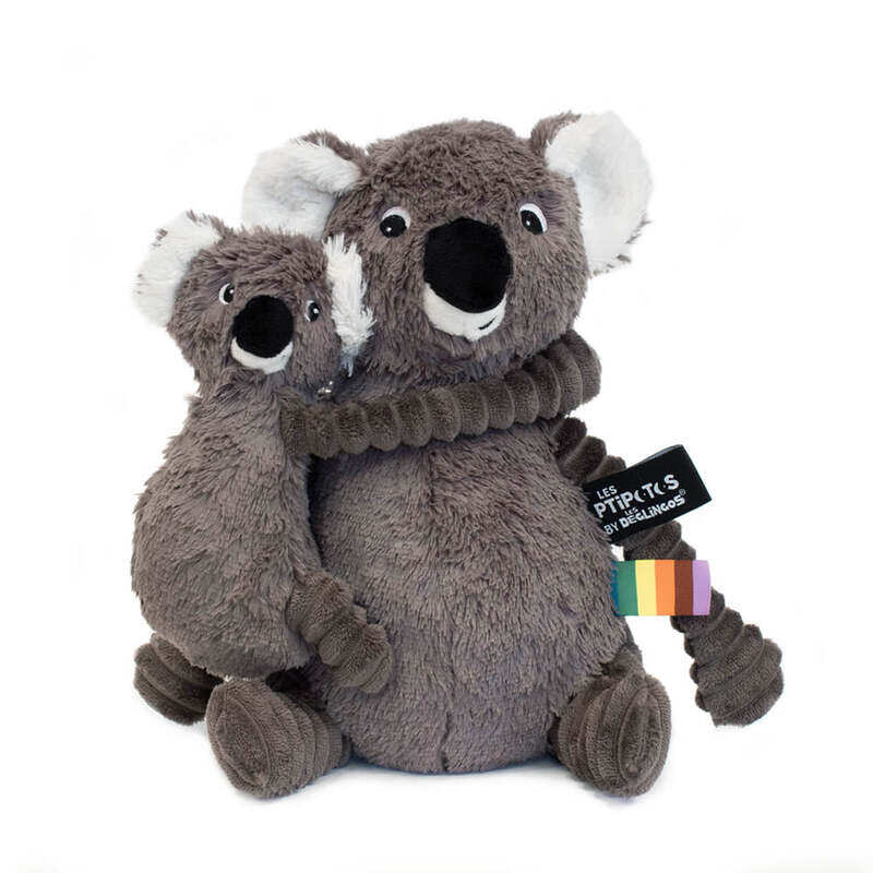 

Les Deglingos Trankilou the mother koala and her gray baby plush toy