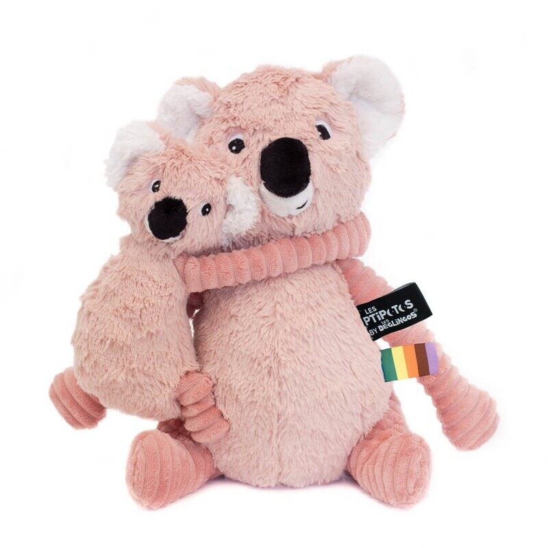 

Les Deglingos Trankilou the mother koala and her pink baby plush toy