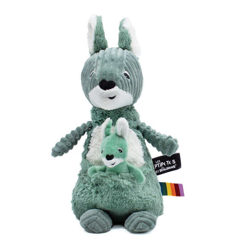 

Les Deglingos Kangaroo soft toy Allezou mom and her green baby