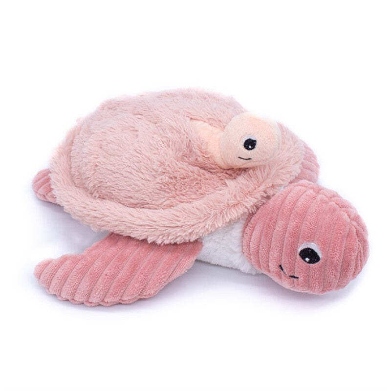 

Les Deglingos Sauvenou mother turtle plush toy and her pink baby - Les Ptipotos