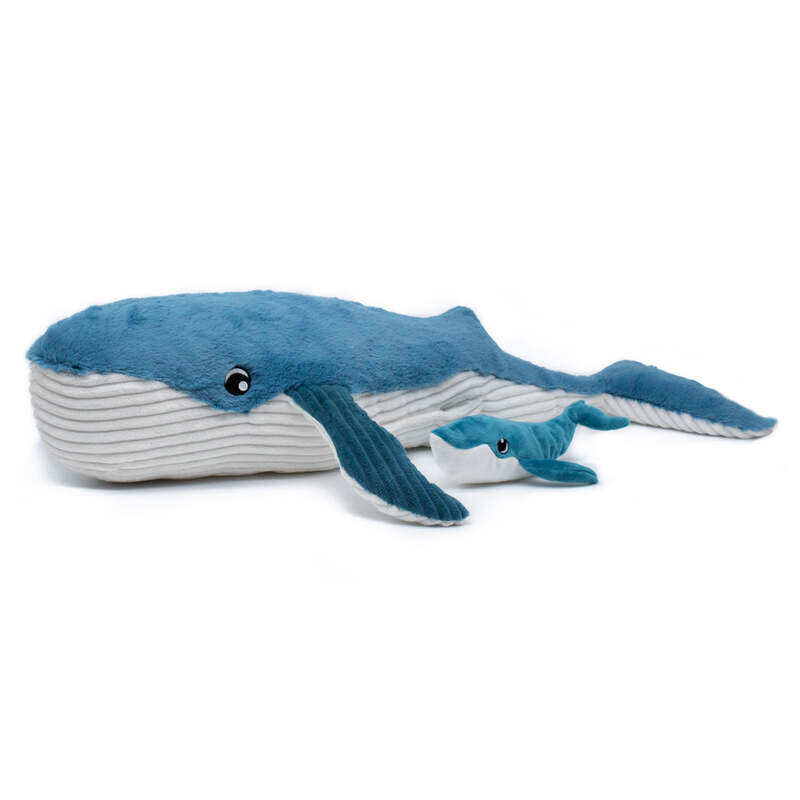 

Les Deglingos Gravillou the Whale Mum & Baby Plush Toy - Soft & Cuddly Blue,75 cm Plush with Hidden Baby Whale,Ideal for Kids from Birth