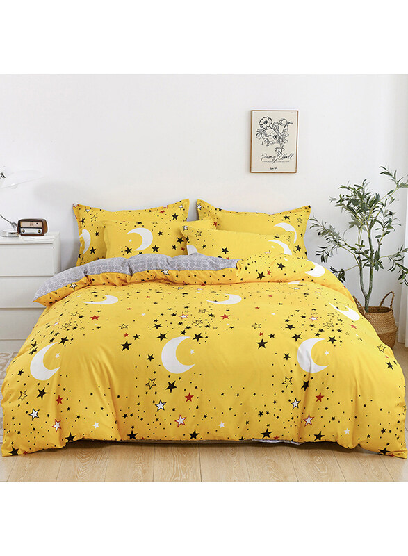 

RISHAHOME 6-Piece Microfiber Duvet Cover Set, 1 Duvet Cover + 1 Fitted Sheet + 4 Pillow Cases, King, Dandelion