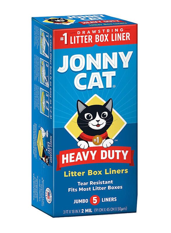 

Jonny Cat Heavy Duty Litter Box Liners for Cats Jumbo, 5 Count, Multicolour