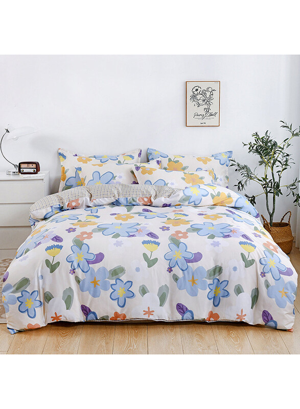 

RISHAHOME 6-Piece Microfiber Duvet Cover Set, 1 Duvet Cover + 1 Flat Sheet + 4 Pillow Cases, Double, Loblolly