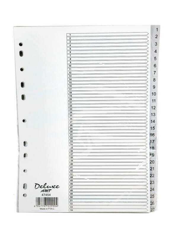 

Deluxe PVC Index Divider, 1-54 Tab, 10-Piece, 47454, Grey
