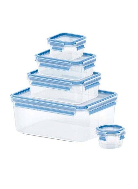 

Emsa 5-Piece Clip & Close Food Containers Set, 0.15/0.25/0.55/1/3.7L, Transparent/Blue
