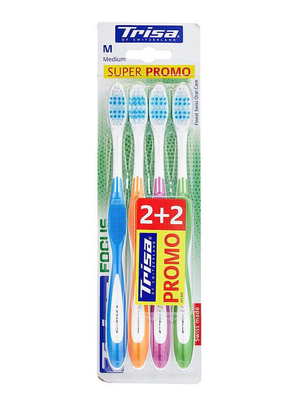 

Trisa Focus Toothbrush, Medium, 4 Pieces