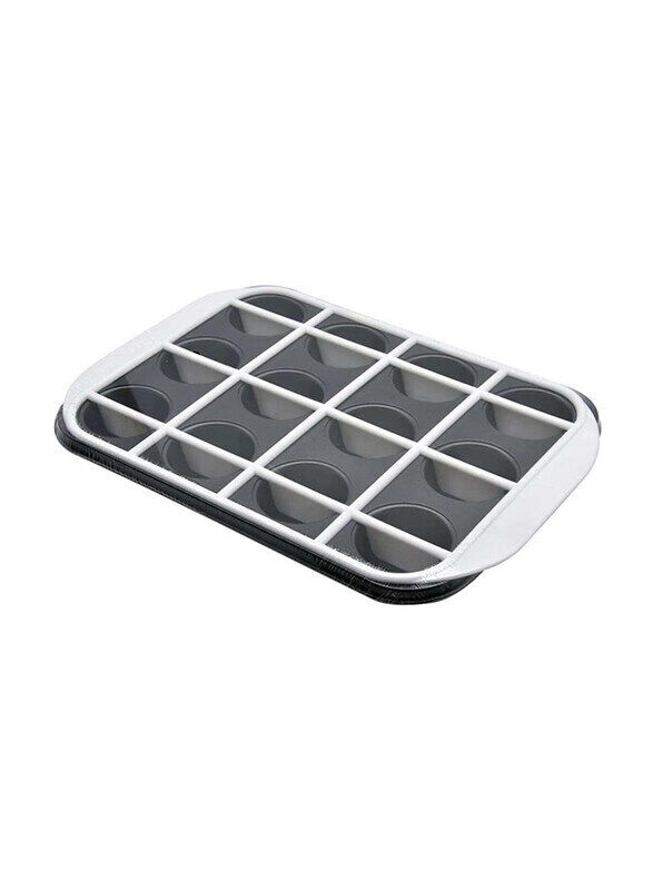 

LTR 12 Cup Aluminum Muffin Pan, CB001313, 38.5x27x4 cm, Black