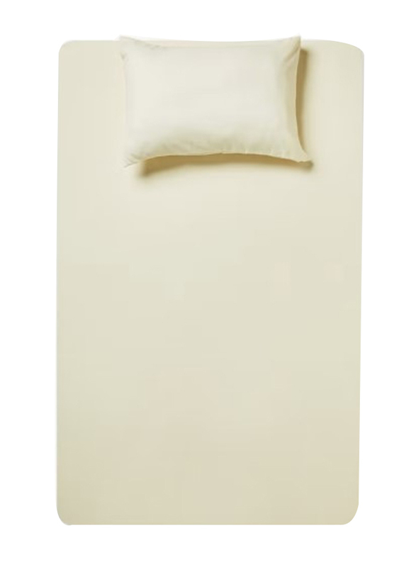 Aceir 2-Piece Microfiber Fitted Bedsheet Set, Twin, Beige