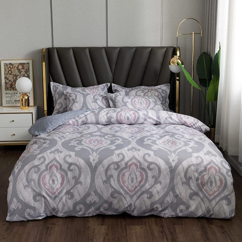 Aceir 6-Piece Microfibre Duvet Cover Set, 1 Duvet Cover + 1 Flat Bedsheet + 4 Pillow Cases, Double, 220x280cm, Multicolour