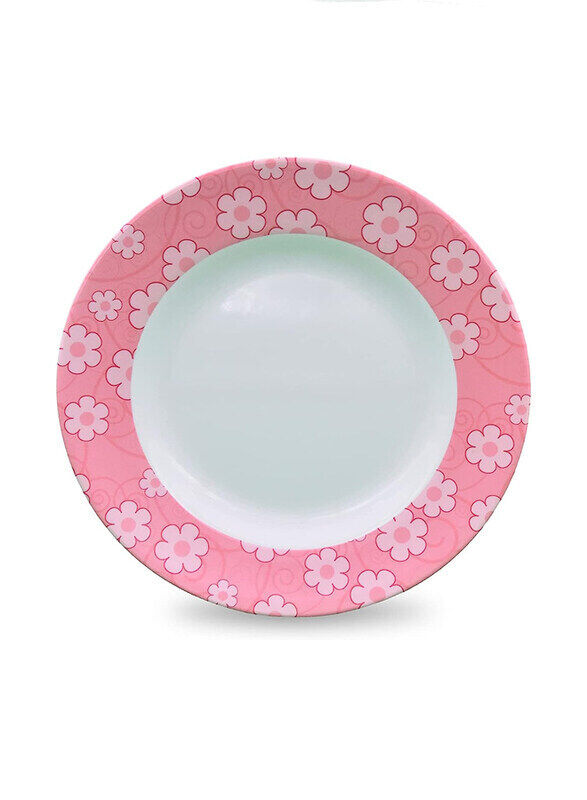 

Malaplast Thailand 9-inch Ceramic Round Plate, Pink/White