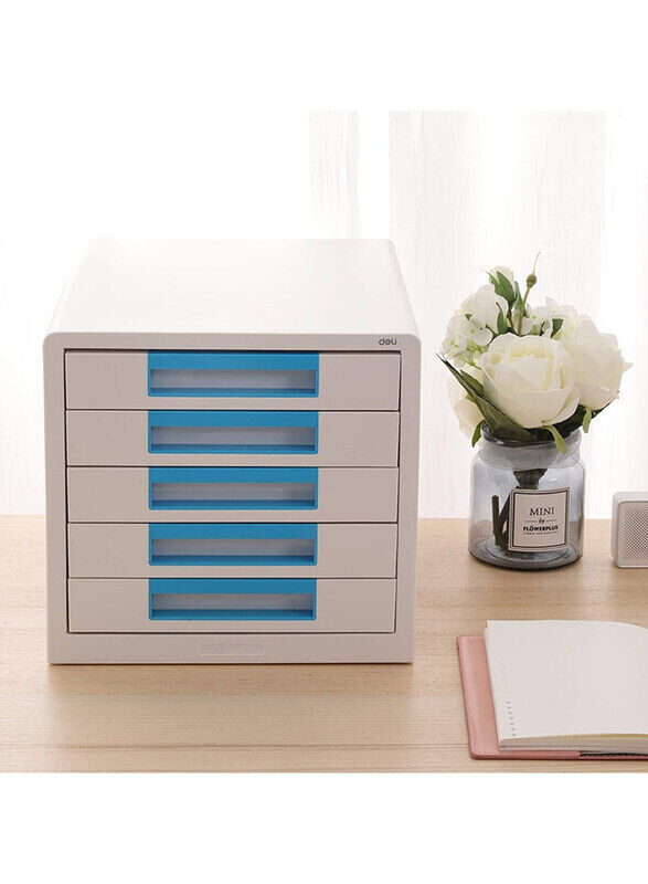 

Deli File Cabinet 5 Drawer, Blue