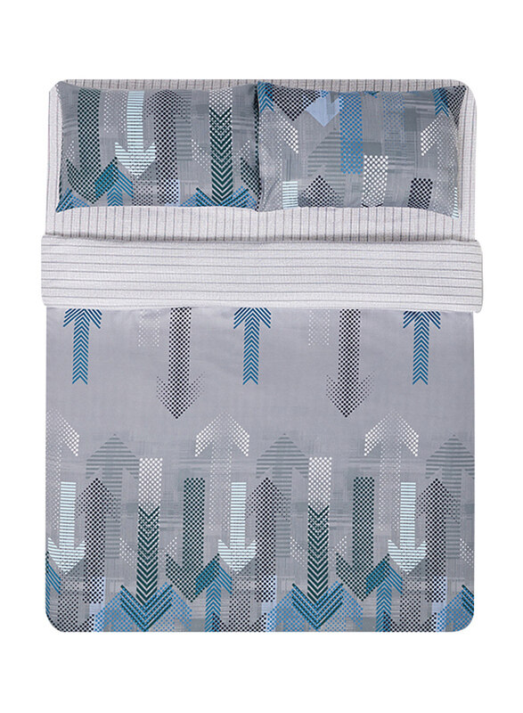 

Aceir 4-Piece Vibrant Design Duvet Cover Set, Single Size 1 Fitted Bedsheet + 2 Pillow Cases, Grey
