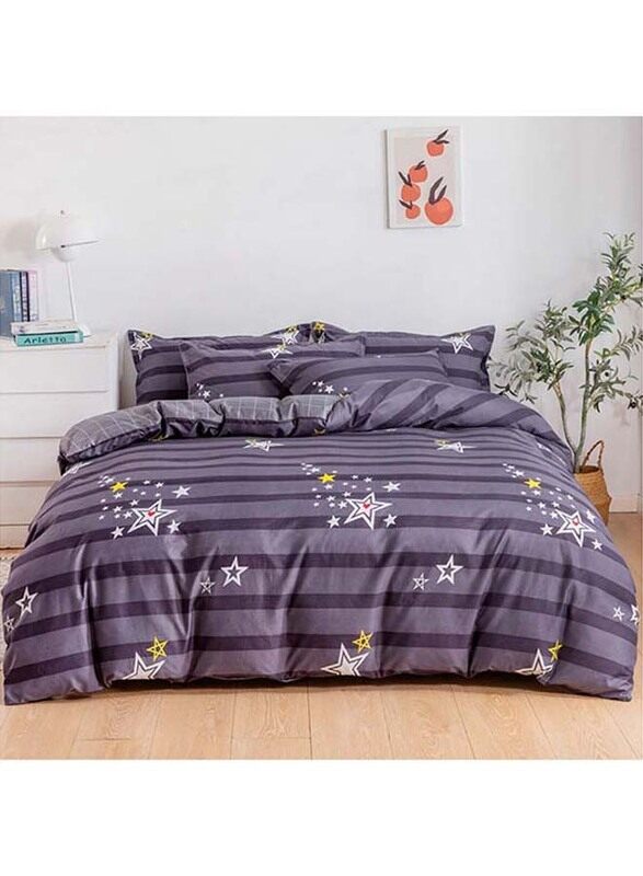 

RISHAHOME 6-Piece Microfibre Comet Duvet Cover Set, 1 Duvet Cover + 1 Flat Sheet + 4 Pillow Covers, Double, Multicolour