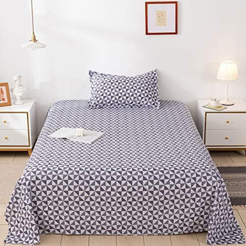 Aceir 2-Piece French Microfiber Printed Bedsheet Set, Double, Grey