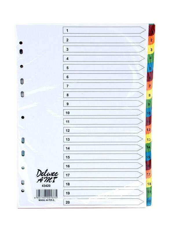 

Deluxe Manila Colour Divider with Number, 1-20 Tab, 10-Piece, 43420, Multicolour
