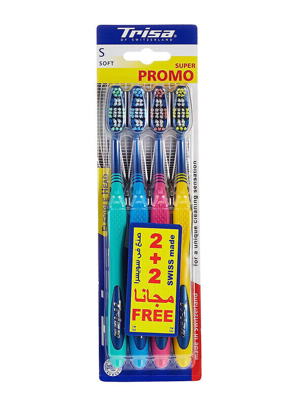 

Trisa Flex Head Toothbrush, Soft, 4 Pieces