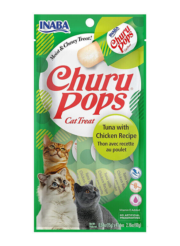 

Inaba Churu Pops Tuna-Chicken Cats Wet Food, 60g, 4 Sticks/Pack